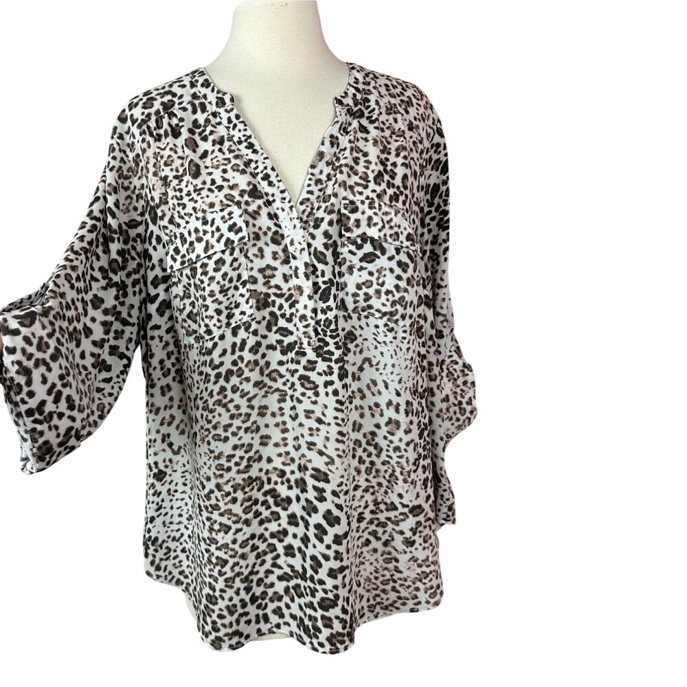 Torrid Harper Blouse Leopard Print Brown Womens Size 1 / 1X